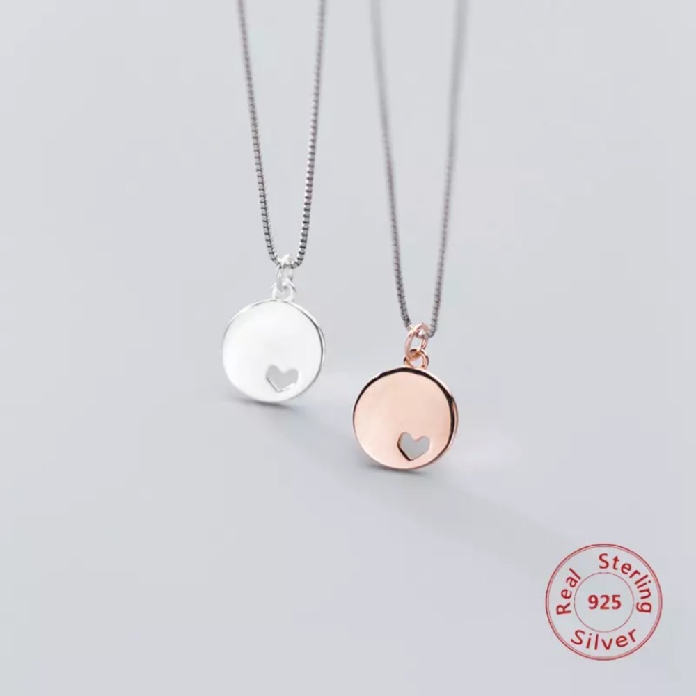 Sterling Dainty heart within heart necklace